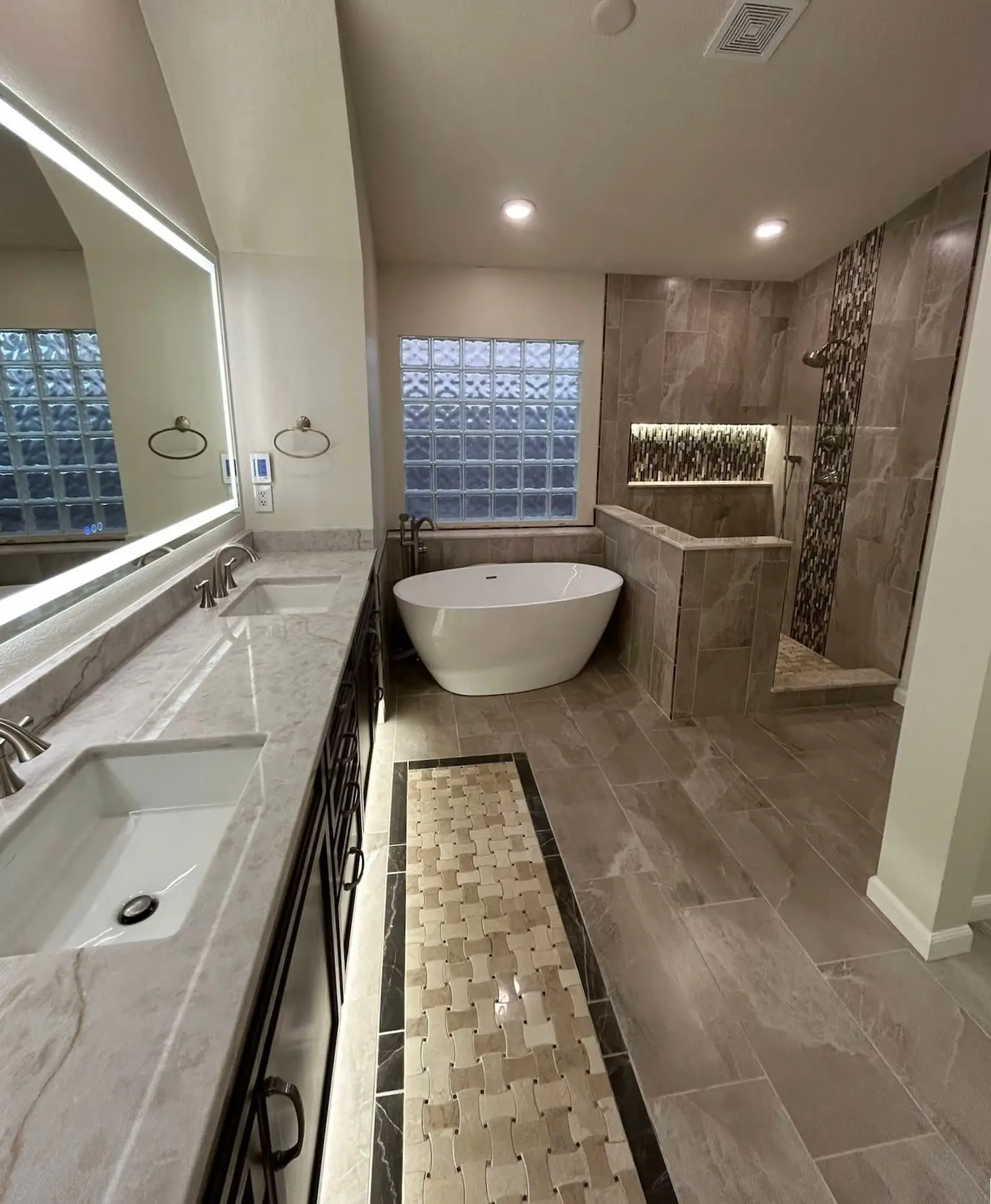 Primary bathroom surface updates with freestanding tub and walk-in shower, Sarasota FL
