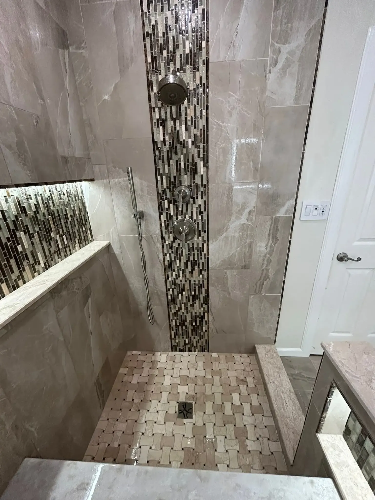 Luxury tile shower in Sarasota bathroom