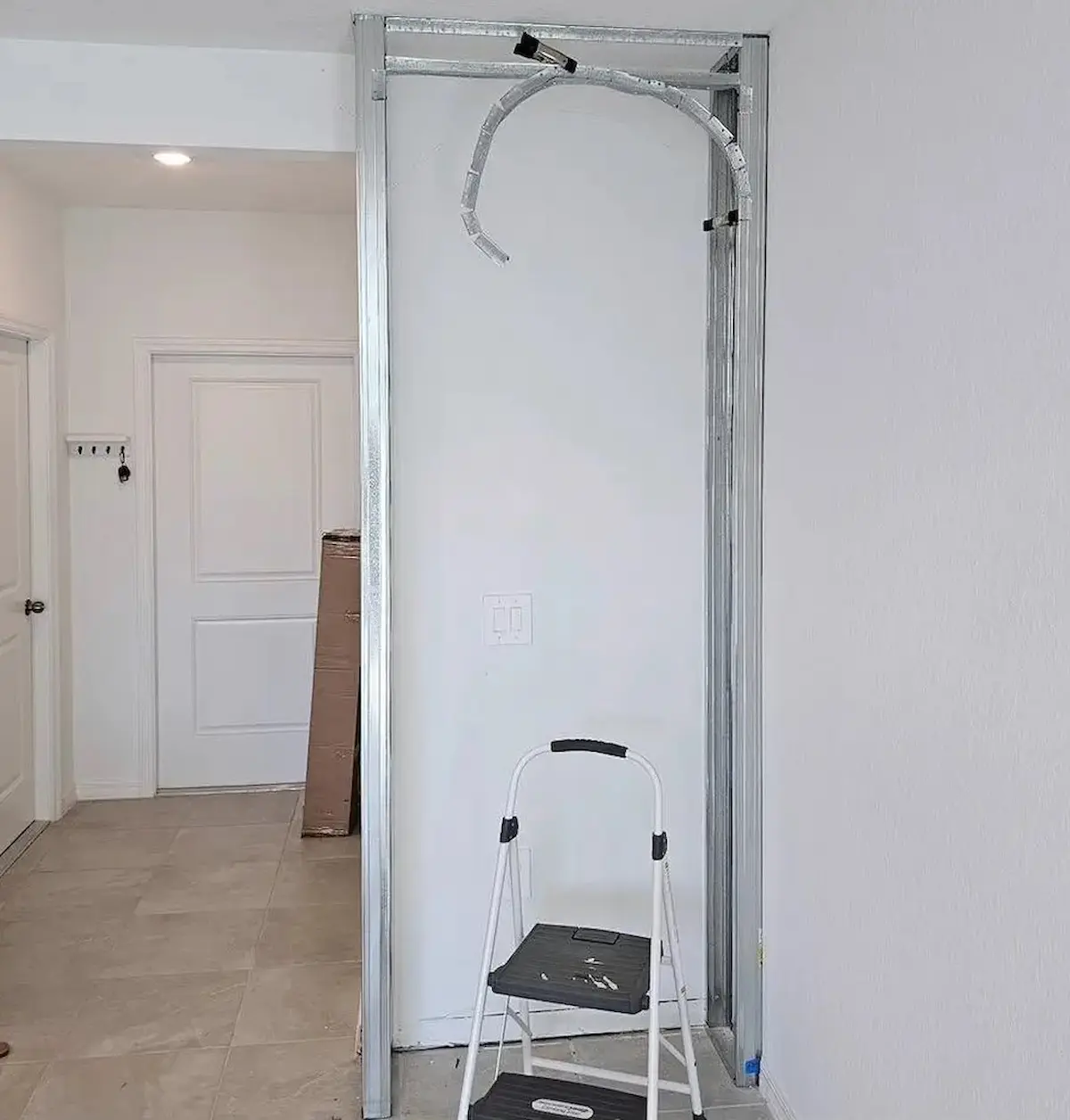 Before construction of a custom built-in wine wall in Sarasota, Florida