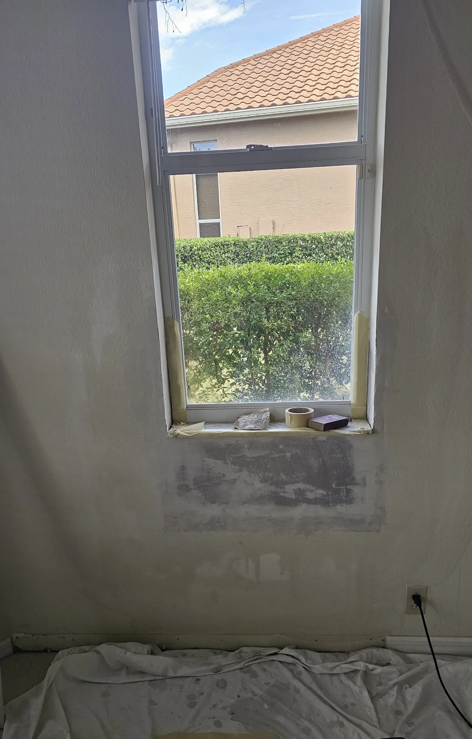 Window repair prepared for final finishing and paint.