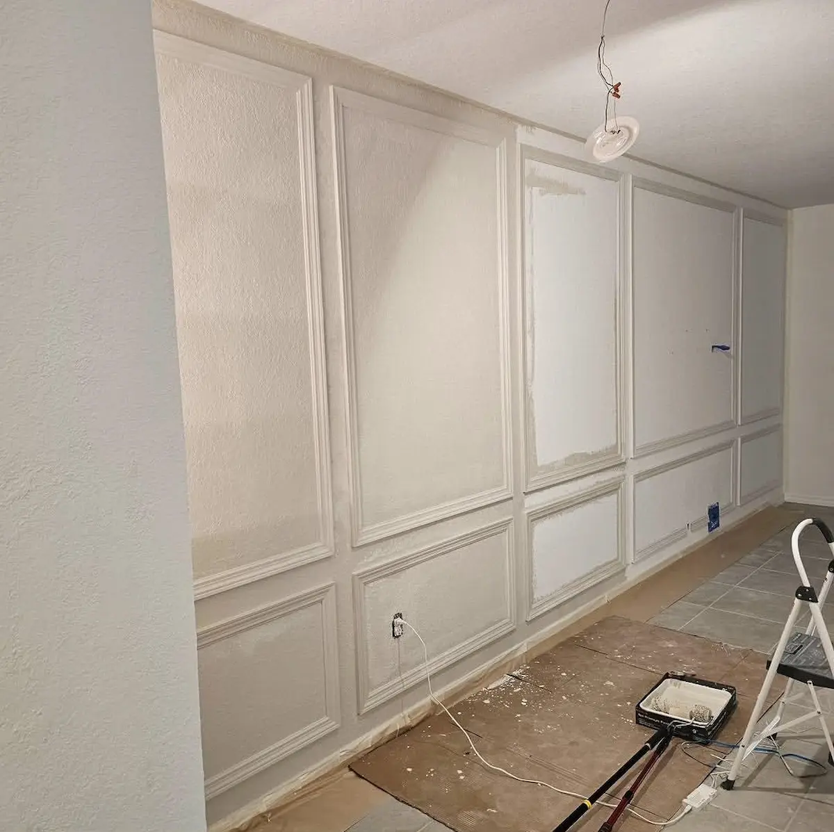 Living room interior updates during finishing and detail installation